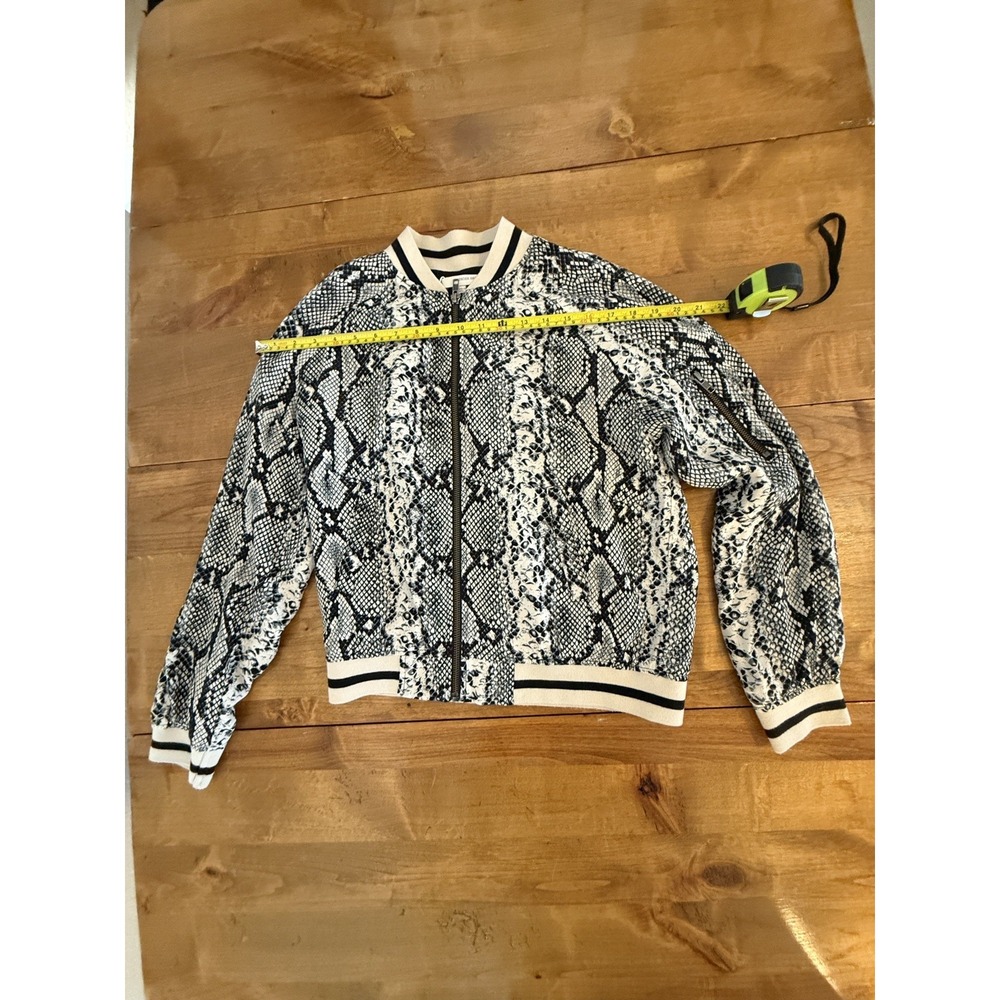 LAVENDER BROWN Small Python Snake Print Bomber Jacket Pockets Y2K - Picture 5 of 14